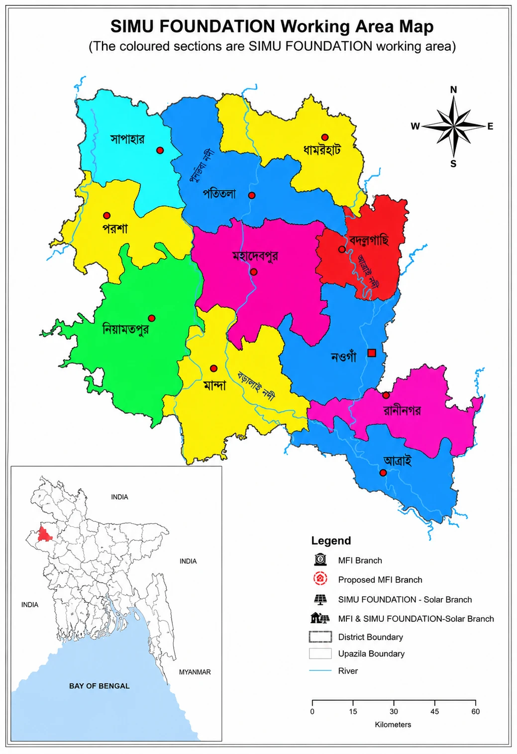 Working areas map of SIMU FOUNDATION